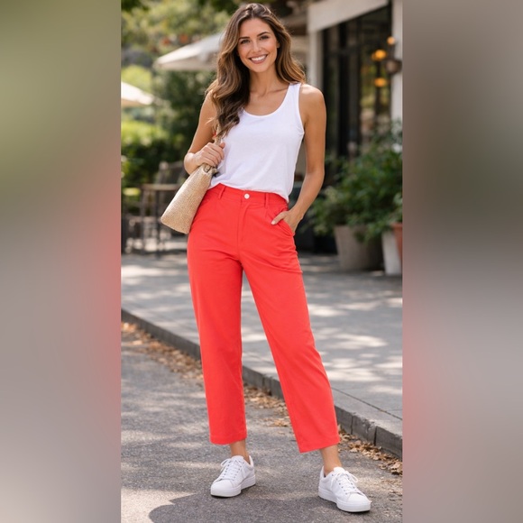 George Pants - George  women’s casual Wide-Leg High-Rise size 6 Pants in Coral NWT